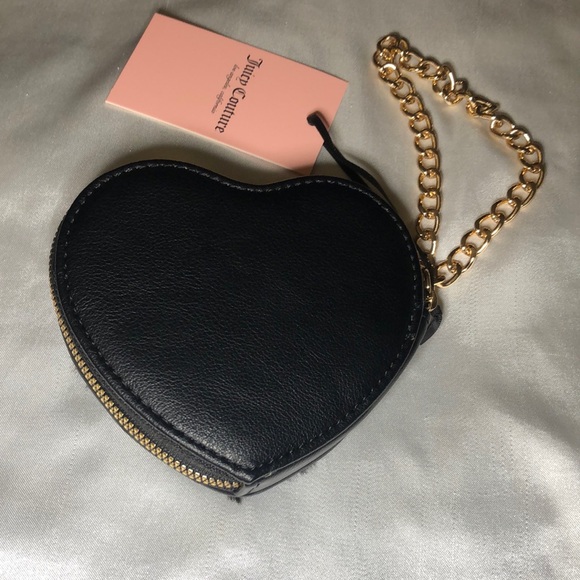 Juicy Couture Liquorice Get Cozy Faux Fur Heart Zip Around Wristlet JC Logo NWT - Picture 13 of 16